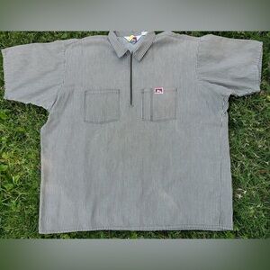 Vintage Ben Davis Tan Gray Railroad Striped Men's Work Shirt Sz 2X Mint